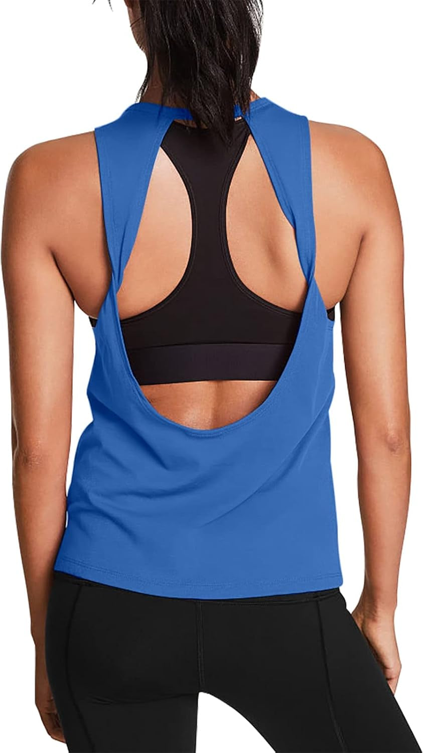 Workout Tops for Women Open Back Yoga Shirts Tank Tops Athletic Tops Gym Workout Clothes