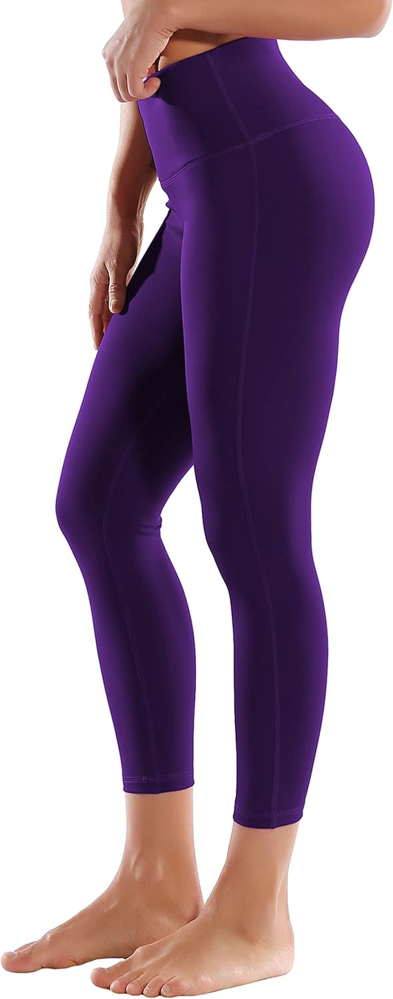 22"/26"/28" Inseam Yoga Pants Inner Pocket Workout Capris Running High Waist Full Length Leggings Tummy Control