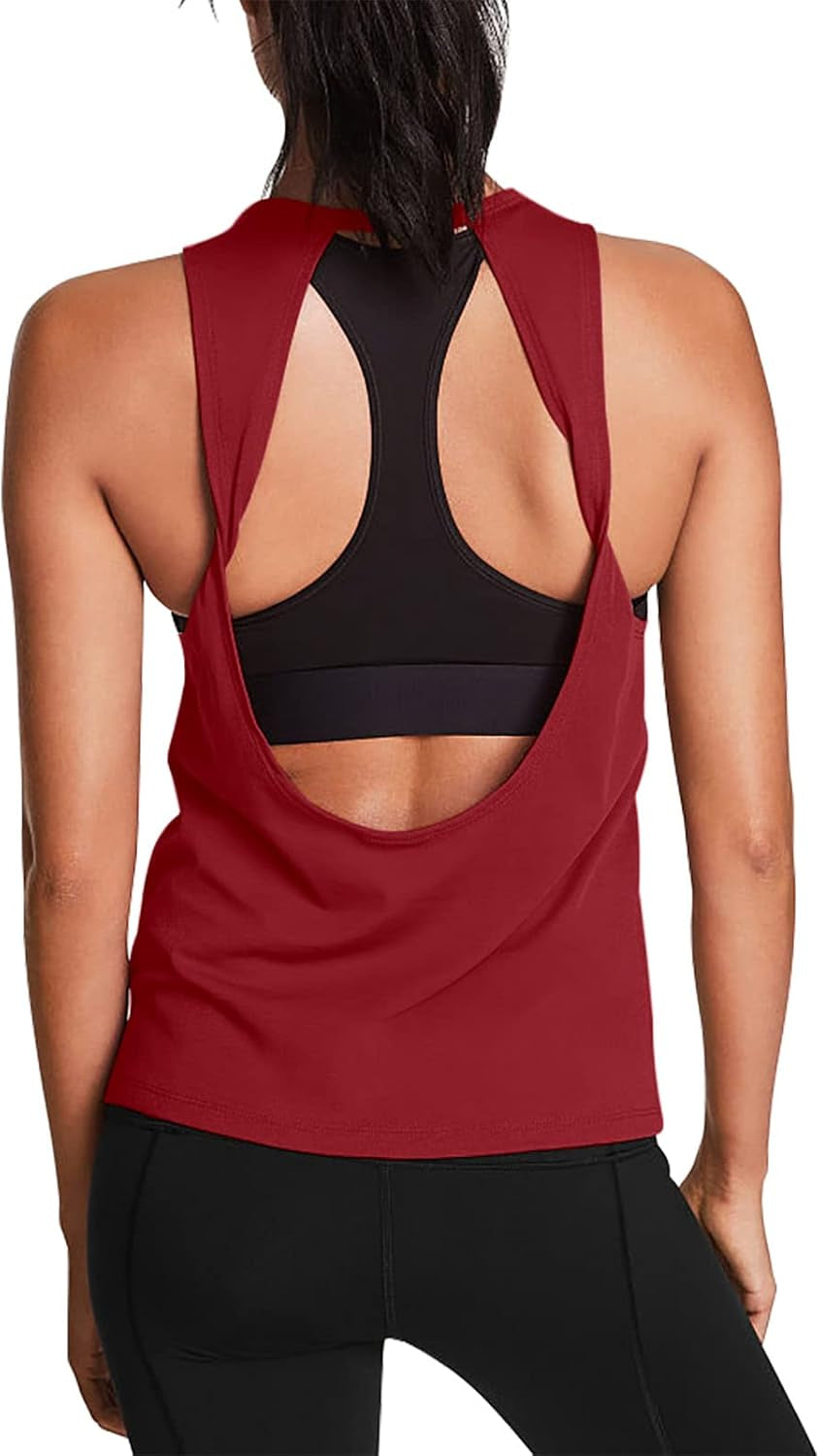 Workout Tops for Women Open Back Yoga Shirts Tank Tops Athletic Tops Gym Workout Clothes