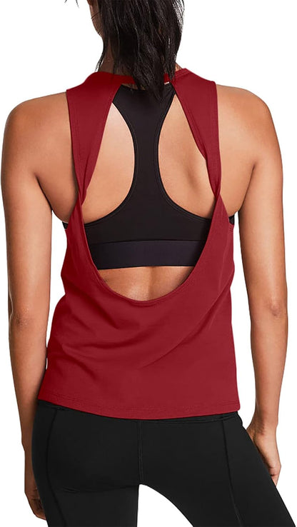 Workout Tops for Women Open Back Yoga Shirts Tank Tops Athletic Tops Gym Workout Clothes