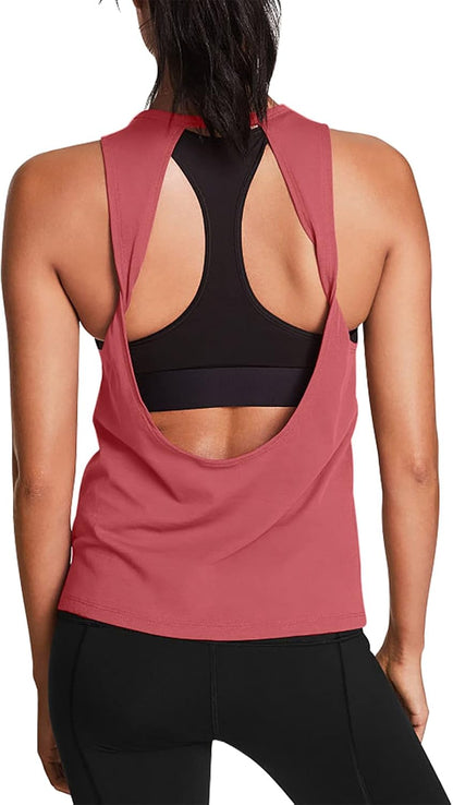 Workout Tops for Women Open Back Yoga Shirts Tank Tops Athletic Tops Gym Workout Clothes