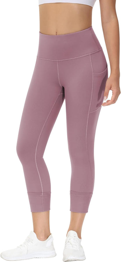High Waist Yoga Pants, Pocket Yoga Pants Tummy Control Workout Running 4 Way Stretch Yoga Leggings