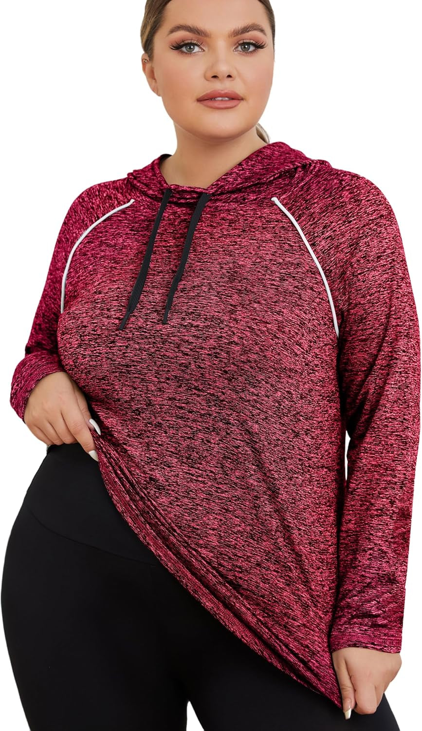 Plus Size Women's Hoodies for Activewear - Lightweight Athletic Sweatshirts with Thumb Holes and Running Tops