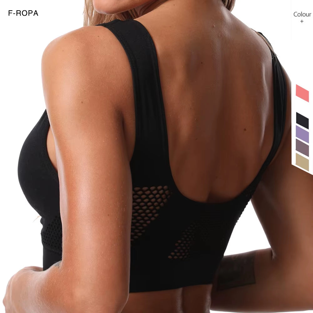 Seamless Mesh Women Sports Bras Fitness Gym Running Underwear Shockproof Bra Wireless 6XL plus Size Crop Top Breathable Yoga Bra