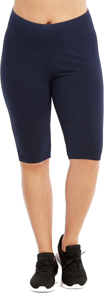 Womens Bike Shorts plus Size - Cotton Biker Bottoms. Bermuda Long Shorts for Women. Great Gym, Workout & Yoga