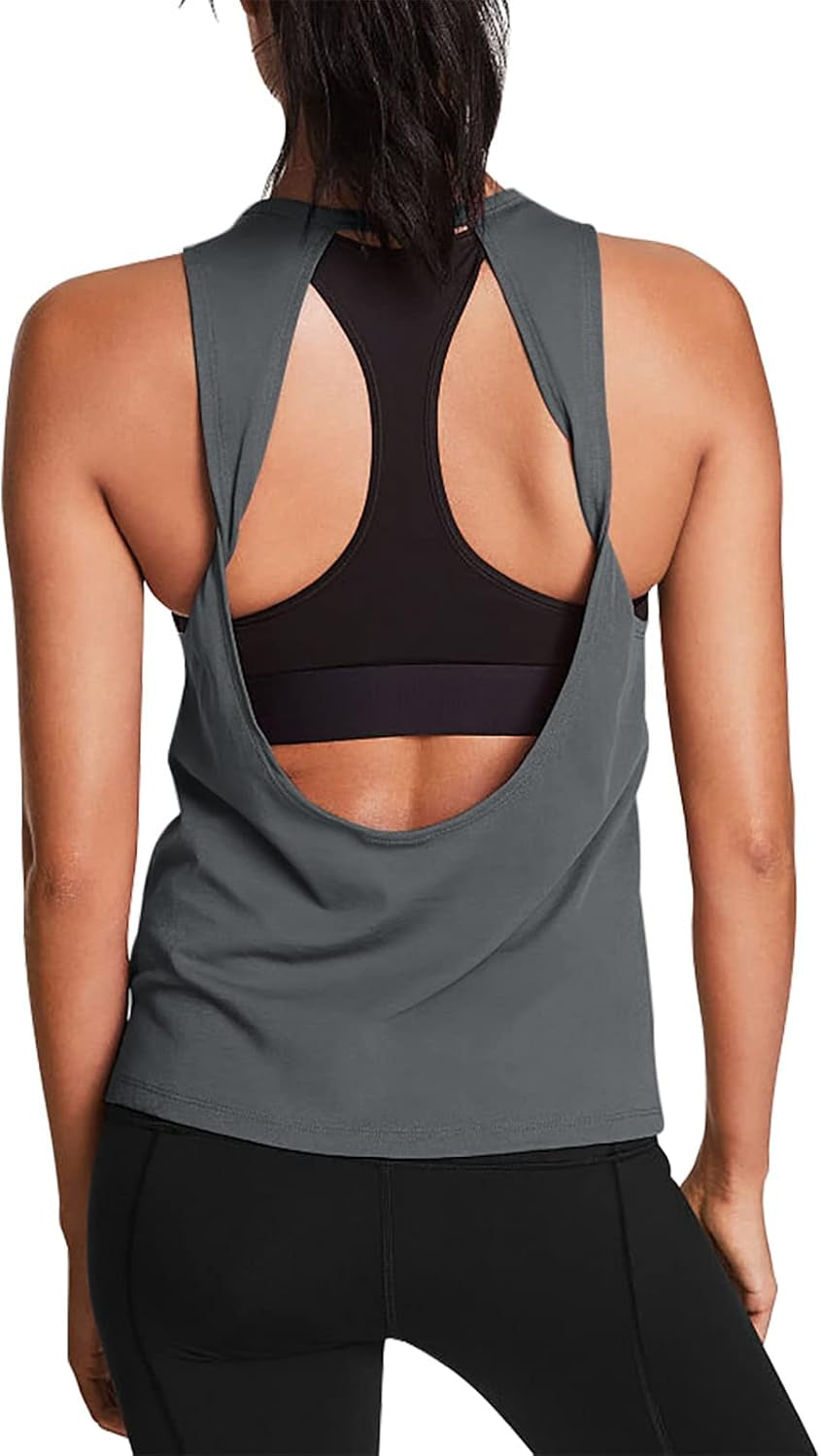 Workout Tops for Women Open Back Yoga Shirts Tank Tops Athletic Tops Gym Workout Clothes
