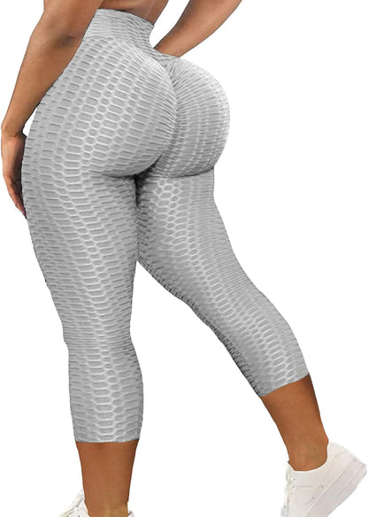 Women High Waisted Workout Yoga Pants Butt Lifting Scrunch Booty Leggings Tummy Control anti Cellulite Textured Tights