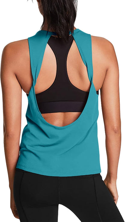 Workout Tops for Women Open Back Yoga Shirts Tank Tops Athletic Tops Gym Workout Clothes