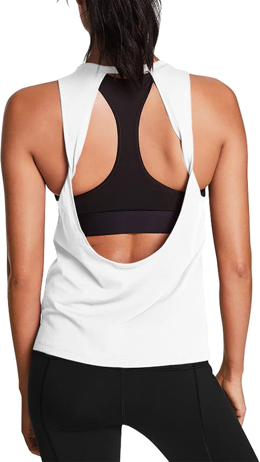 Workout Tops for Women Open Back Yoga Shirts Tank Tops Athletic Tops Gym Workout Clothes