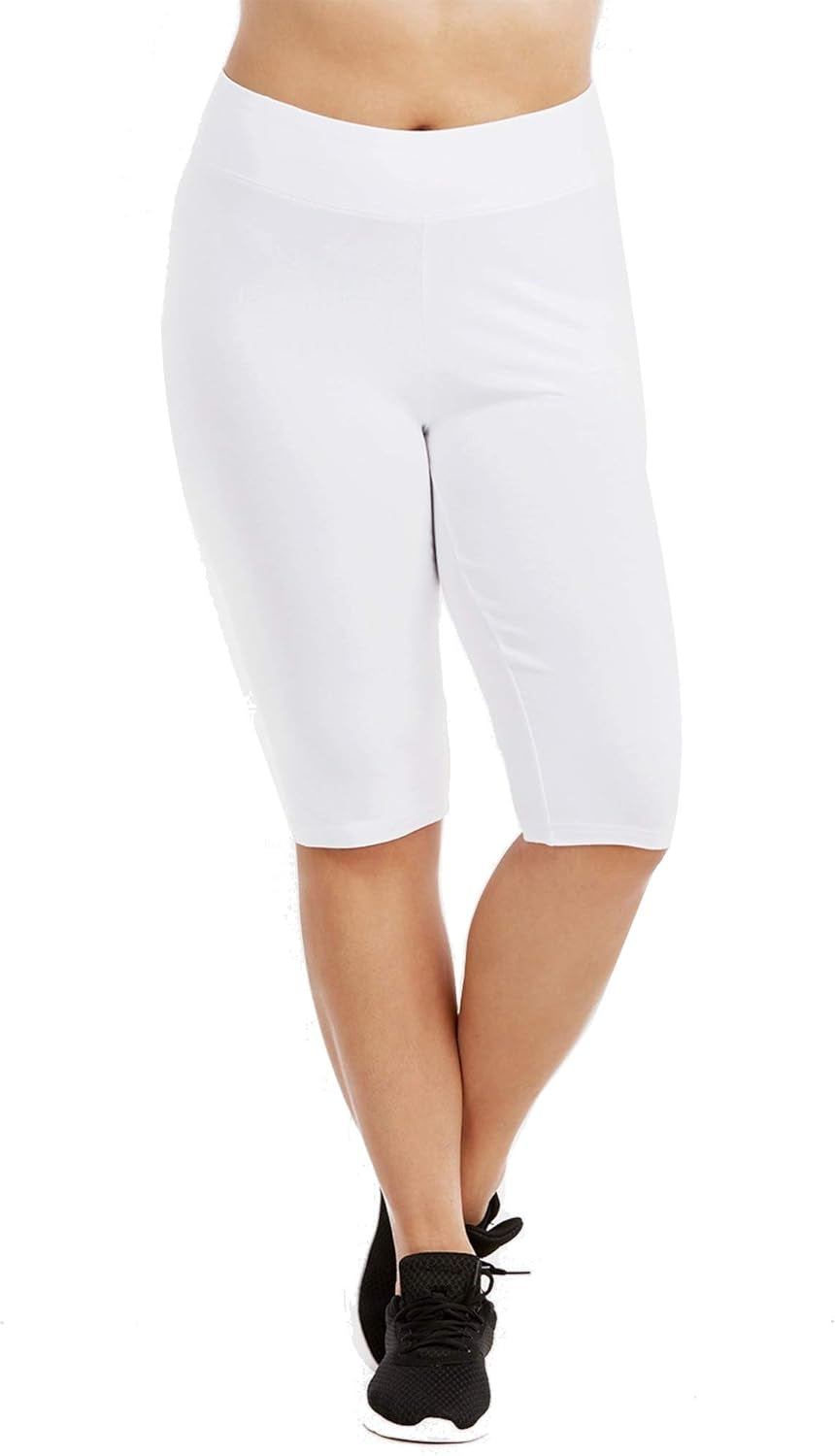 Womens Bike Shorts plus Size - Cotton Biker Bottoms. Bermuda Long Shorts for Women. Great Gym, Workout & Yoga