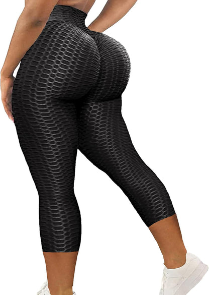Women High Waisted Workout Yoga Pants Butt Lifting Scrunch Booty Leggings Tummy Control anti Cellulite Textured Tights