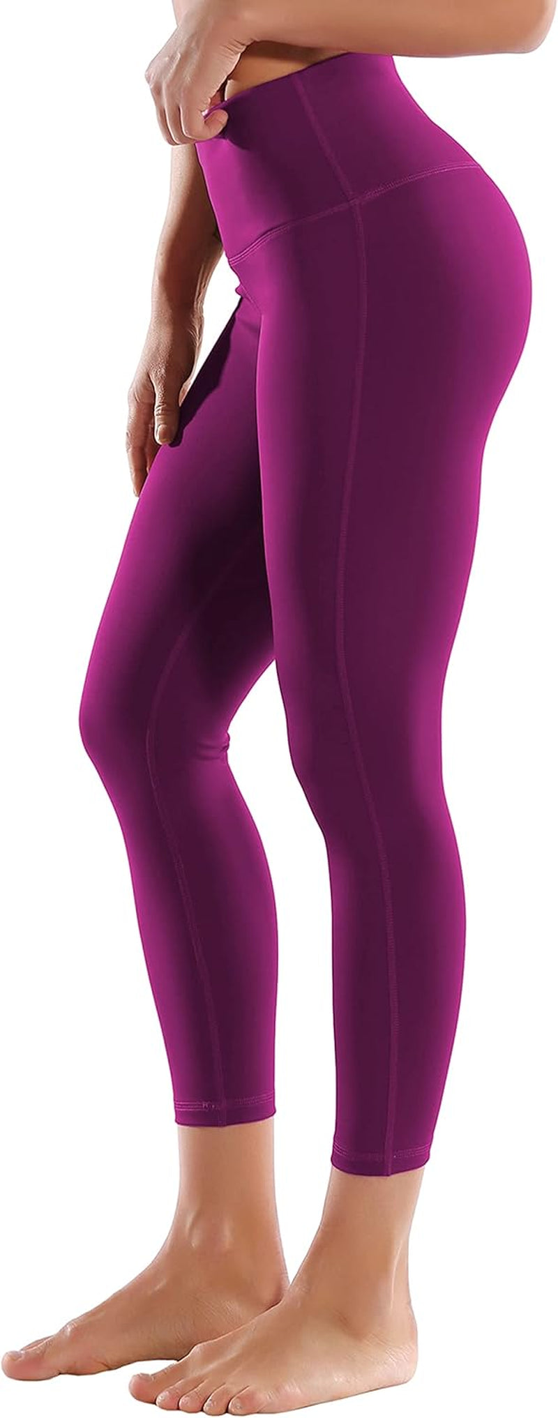 22"/26"/28" Inseam Yoga Pants Inner Pocket Workout Capris Running High Waist Full Length Leggings Tummy Control