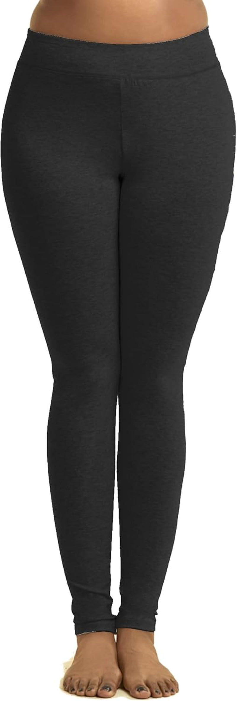 Women'S plus Size Cotton Blend Leggings - 1X-5X, Full Length, Breathable, Yoga, Black, Charcoal, Navy, White