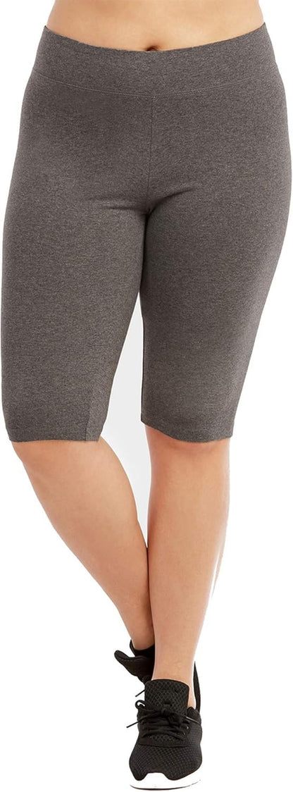 Womens Bike Shorts plus Size - Cotton Biker Bottoms. Bermuda Long Shorts for Women. Great Gym, Workout & Yoga