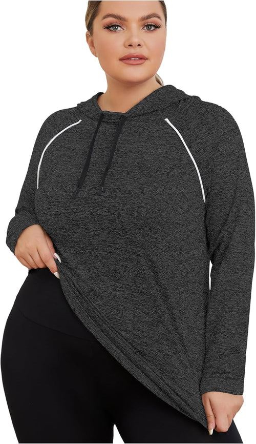 Plus Size Women's Hoodies for Activewear - Lightweight Athletic Sweatshirts with Thumb Holes and Running Tops