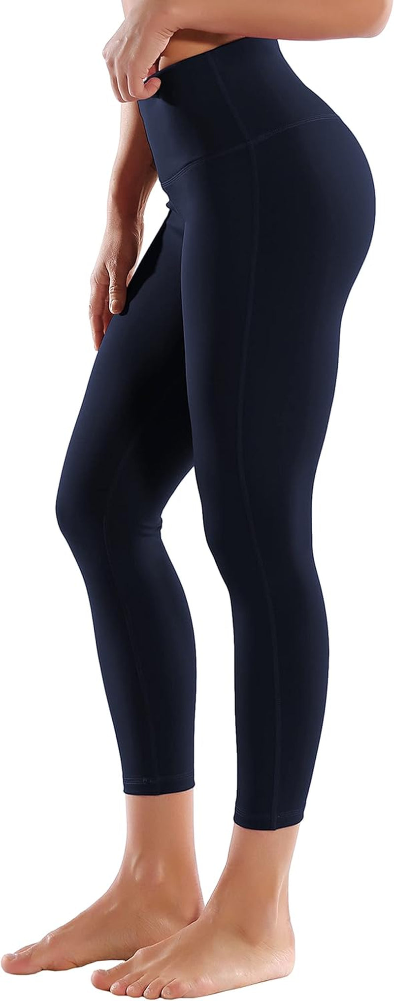 22"/26"/28" Inseam Yoga Pants Inner Pocket Workout Capris Running High Waist Full Length Leggings Tummy Control