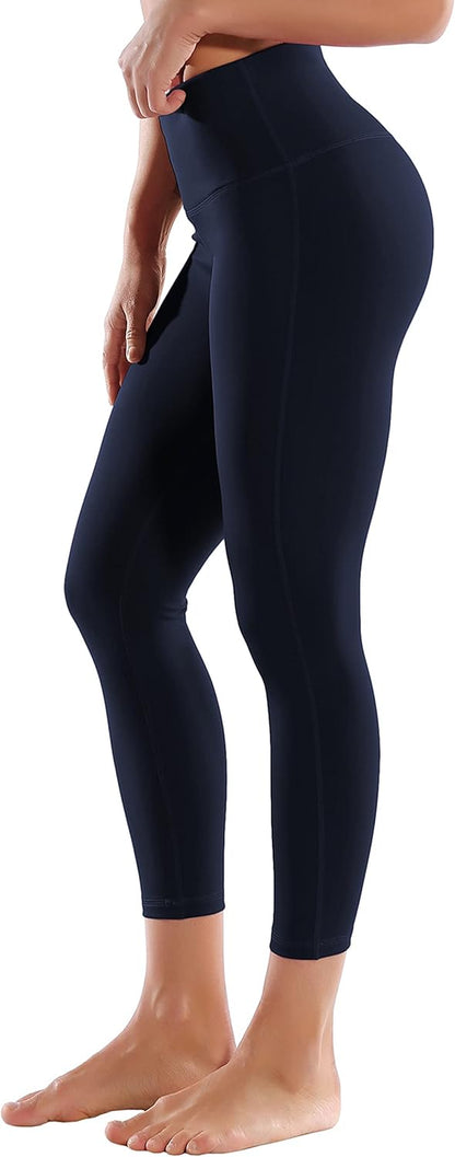 22"/26"/28" Inseam Yoga Pants Inner Pocket Workout Capris Running High Waist Full Length Leggings Tummy Control