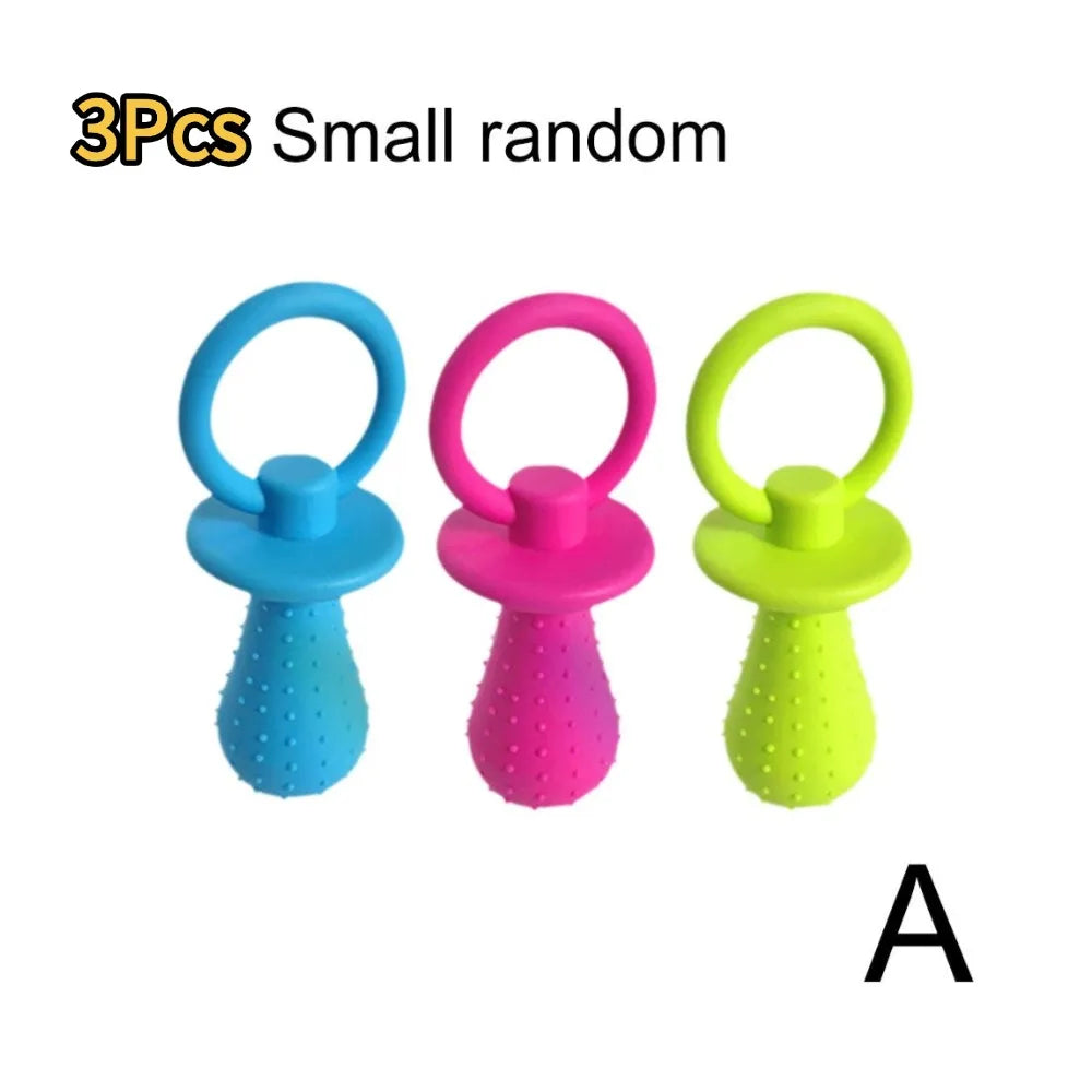 3Pcs Pet Rubber Pacifier Dog Toy Interactive Rubber Soother Pet Dog Cat Puppy Elasticity Teeth Dog Chew Toys Tooth Cleaning Toy