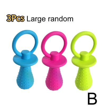 3Pcs Pet Rubber Pacifier Dog Toy Interactive Rubber Soother Pet Dog Cat Puppy Elasticity Teeth Dog Chew Toys Tooth Cleaning Toy