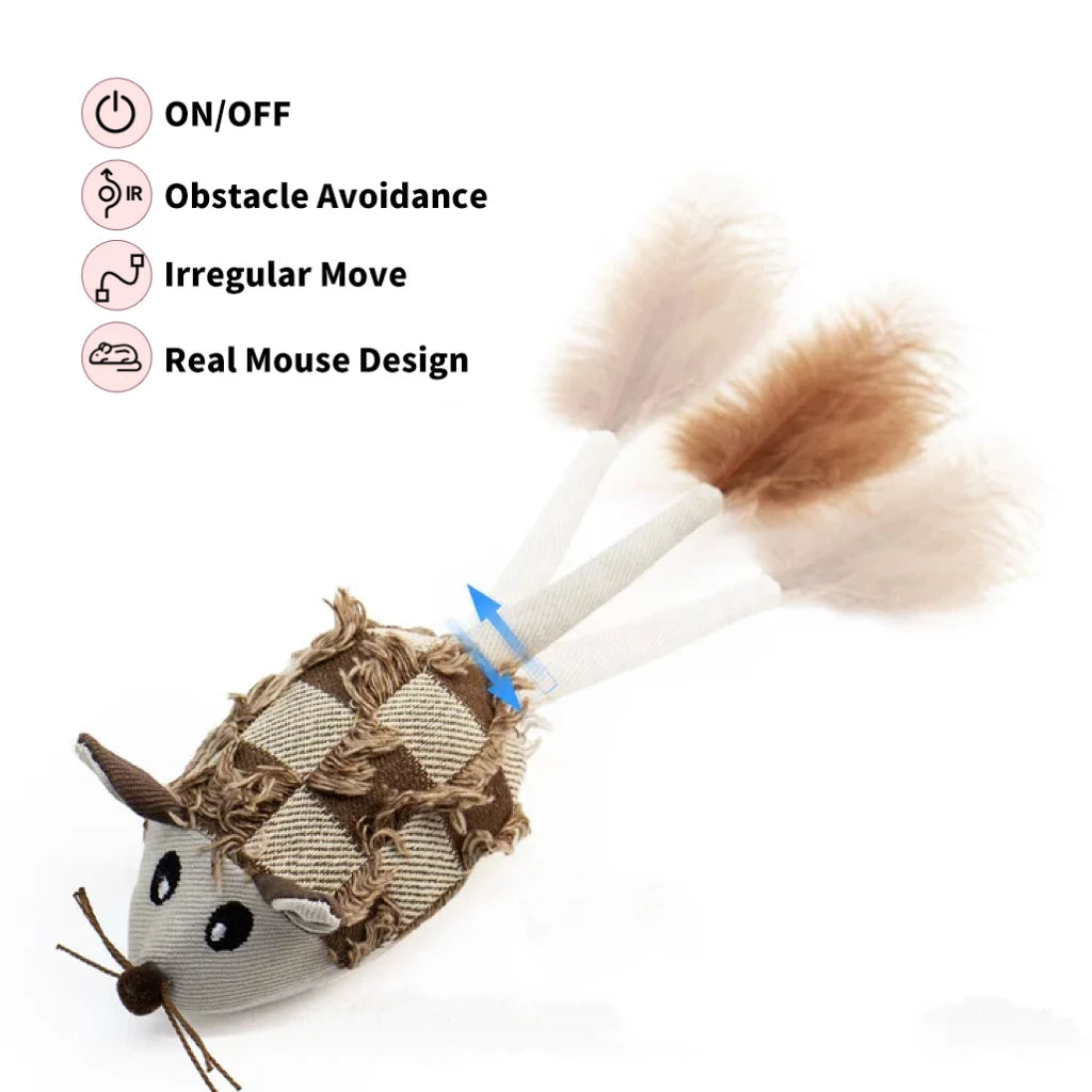 Electric Interactive Mouse Cat Toys Funny Plush Toy Smart Pet Interactive Movement Toys Fast Moving Pet Cat Accessories