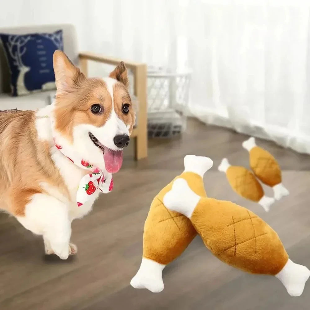 Dog Squeaky Toy Chicken Legs Bone Shape Pet Dog Plush Toy for Small Medium Large Dogs and Cats juguetes para perros