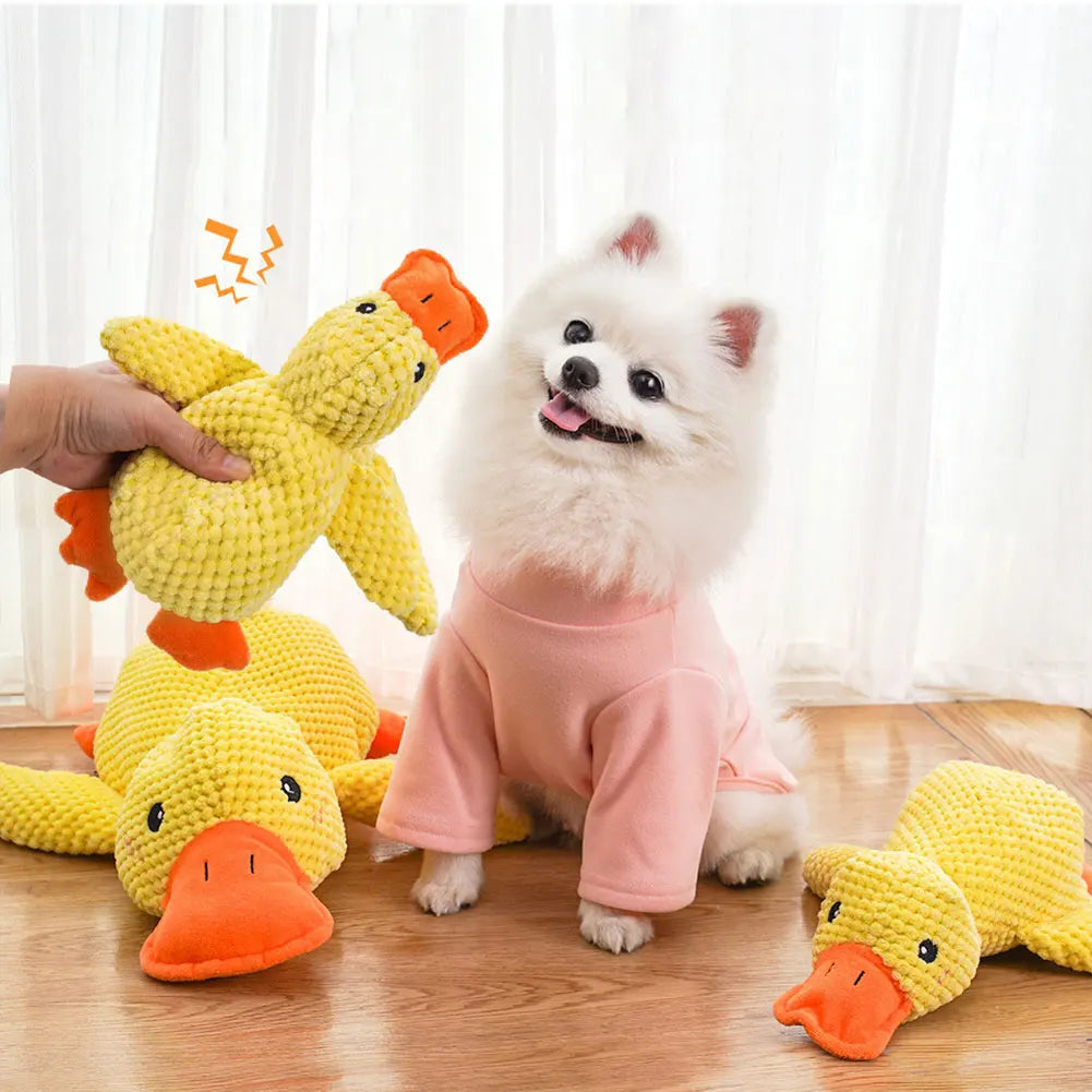 Dog Calming Duck Pet Plush Toy with Quacking Sound Calming Duck Dog Toy Chew Toy Dog Stuffed Animals Chew Toy for Dogs