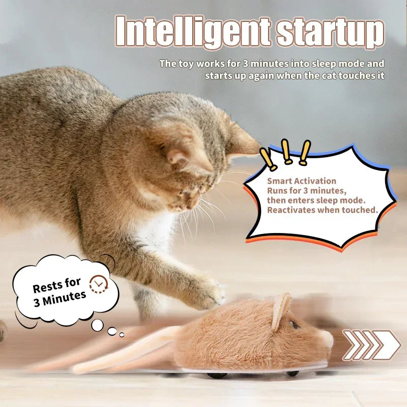 Electric Interactive Mouse Cat Toys Funny Plush Toy Smart Pet Interactive Movement Toys Fast Moving Pet Cat Accessories