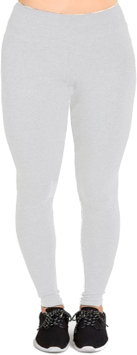 Women'S plus Size Cotton Blend Leggings - 1X-5X, Full Length, Breathable, Yoga, Black, Charcoal, Navy, White