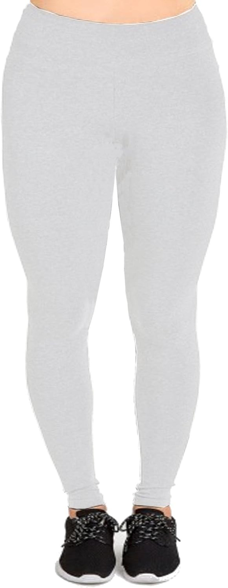 Women'S plus Size Cotton Blend Leggings - 1X-5X, Full Length, Breathable, Yoga, Black, Charcoal, Navy, White
