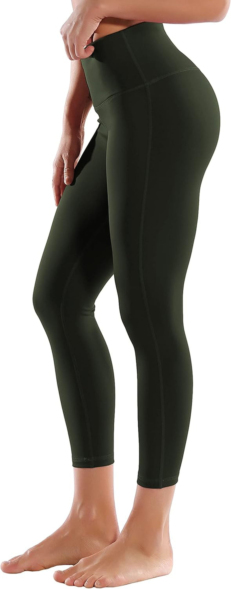 22"/26"/28" Inseam Yoga Pants Inner Pocket Workout Capris Running High Waist Full Length Leggings Tummy Control