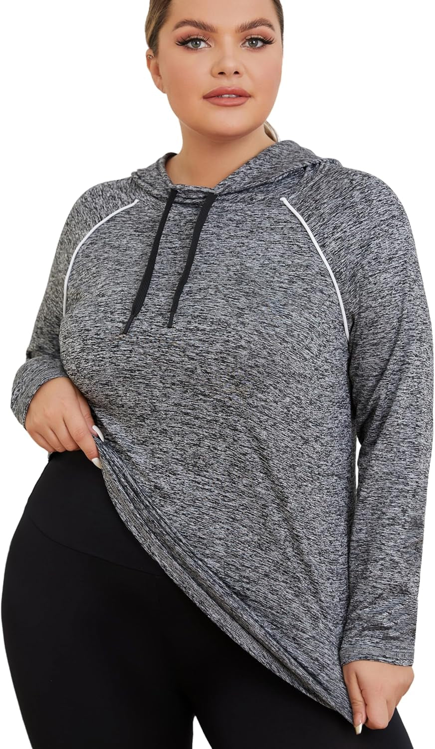 Plus Size Women's Hoodies for Activewear - Lightweight Athletic Sweatshirts with Thumb Holes and Running Tops