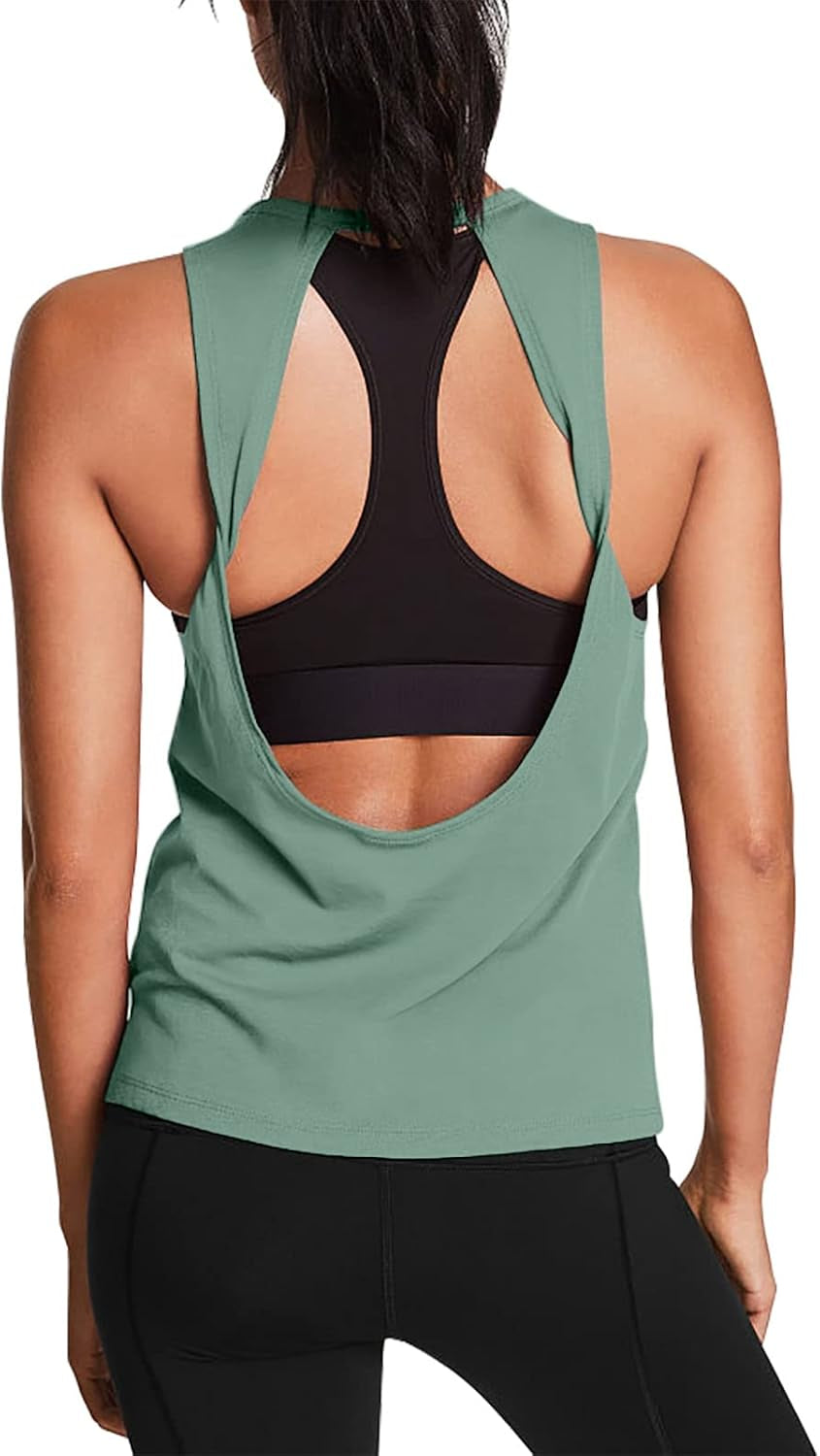 Workout Tops for Women Open Back Yoga Shirts Tank Tops Athletic Tops Gym Workout Clothes