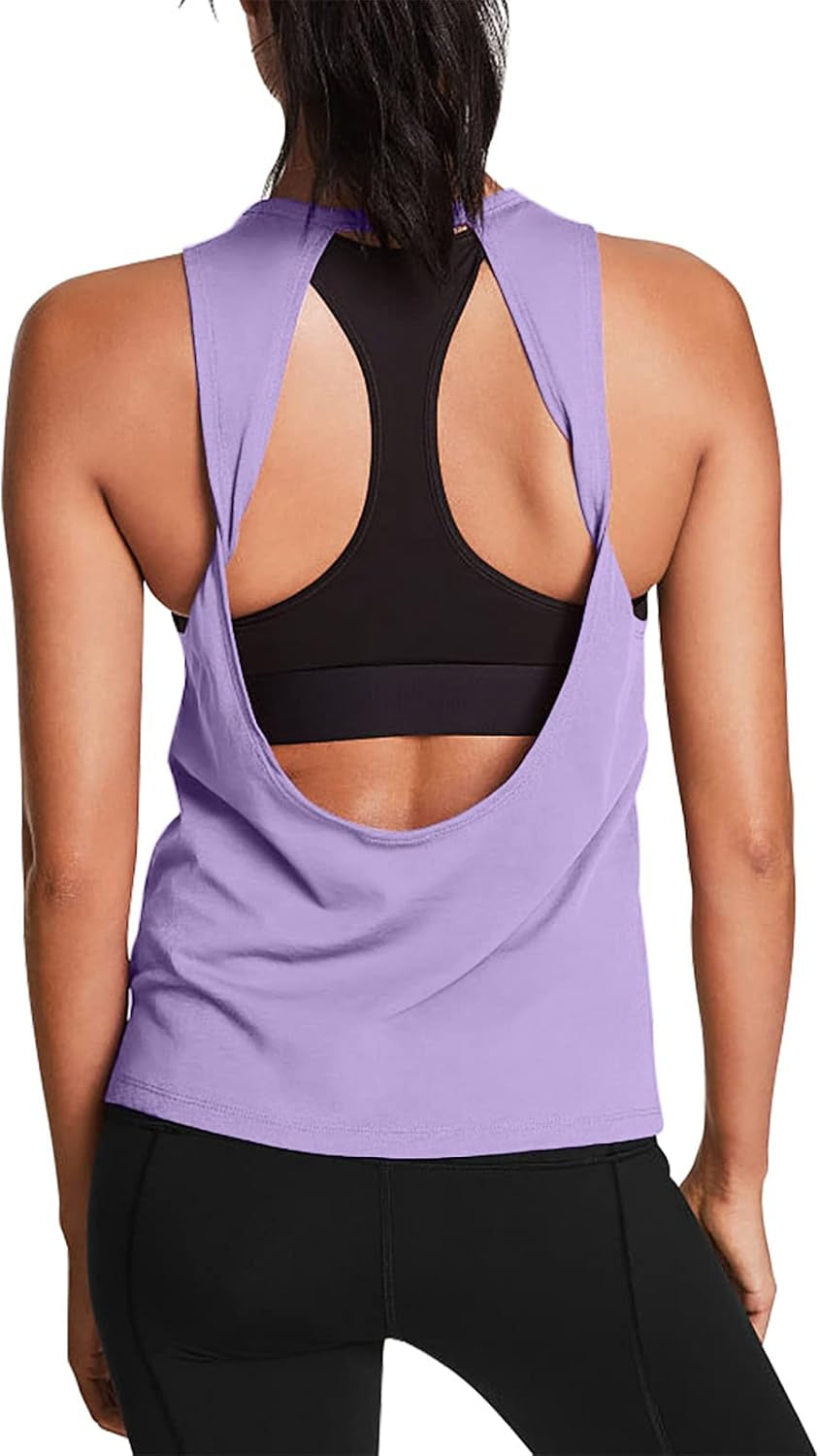 Workout Tops for Women Open Back Yoga Shirts Tank Tops Athletic Tops Gym Workout Clothes