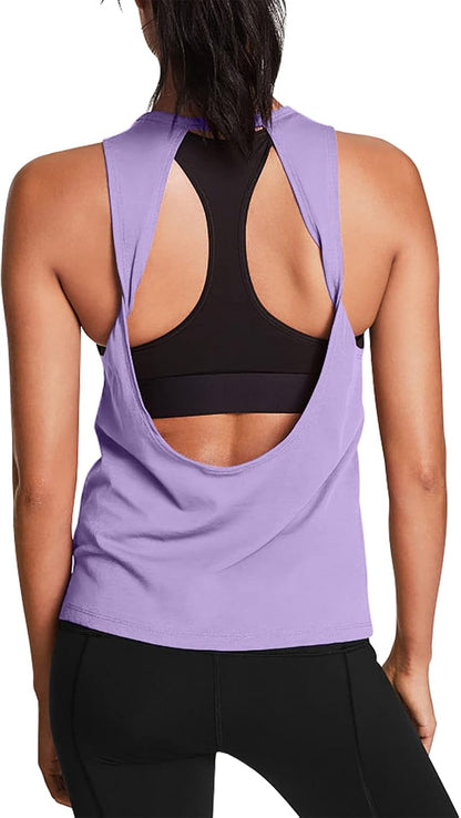Workout Tops for Women Open Back Yoga Shirts Tank Tops Athletic Tops Gym Workout Clothes