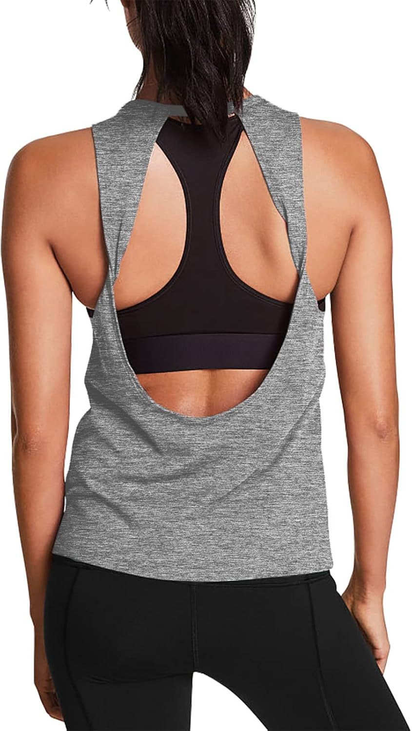 Workout Tops for Women Open Back Yoga Shirts Tank Tops Athletic Tops Gym Workout Clothes