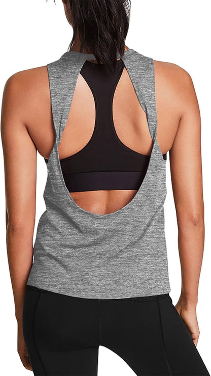 Workout Tops for Women Open Back Yoga Shirts Tank Tops Athletic Tops Gym Workout Clothes