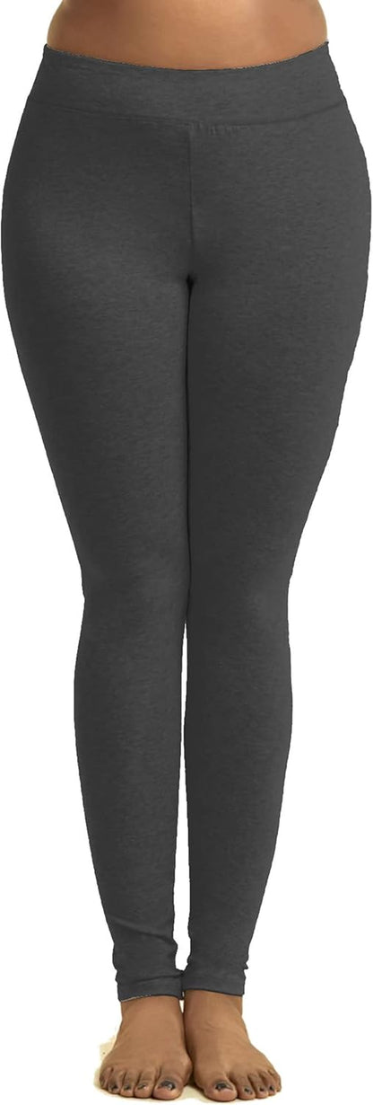 Women'S plus Size Cotton Blend Leggings - 1X-5X, Full Length, Breathable, Yoga, Black, Charcoal, Navy, White