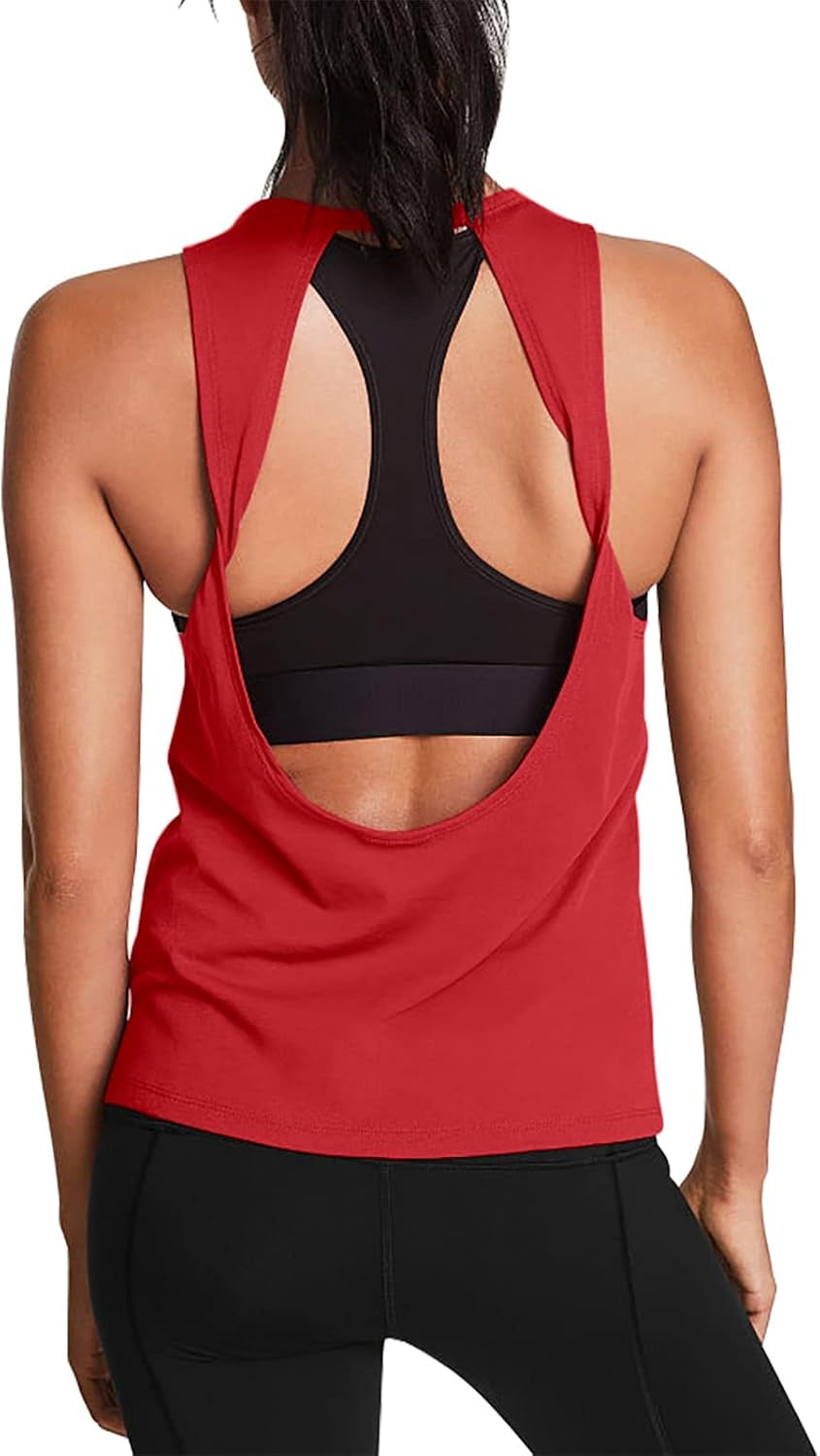 Workout Tops for Women Open Back Yoga Shirts Tank Tops Athletic Tops Gym Workout Clothes