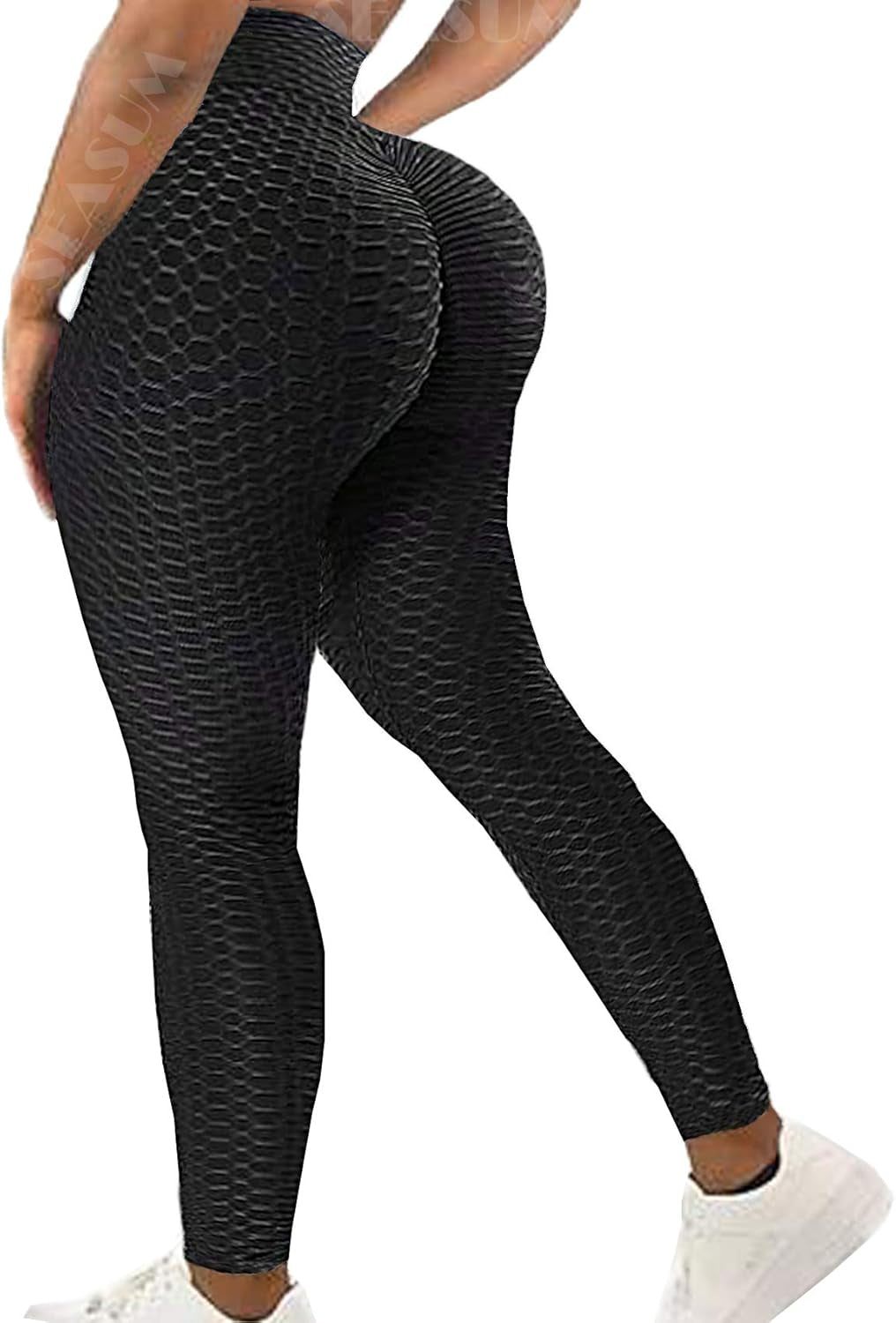 Women High Waisted Workout Yoga Pants Butt Lifting Scrunch Booty Leggings Tummy Control anti Cellulite Textured Tights