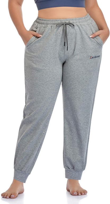 Women'S plus Size Joggers Pants Active Sweatpants Tapered Workout Yoga Lounge Pants with Pockets