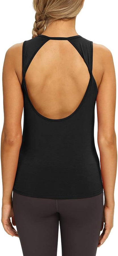 Workout Tops for Women Open Back Yoga Shirts Tank Tops Athletic Tops Gym Workout Clothes