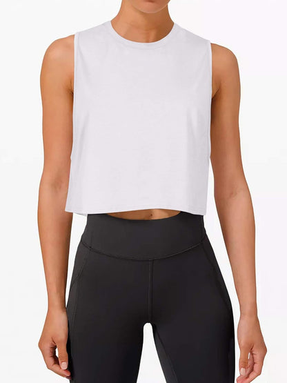 Crop Tops Workout Tops Loose Sleeveless Cropped Muscle Tank Open Back Shirts Gym Exercise Clothes for Women