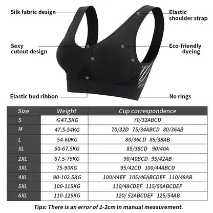 Seamless Mesh Women Sports Bras Fitness Gym Running Underwear Shockproof Bra Wireless 6XL plus Size Crop Top Breathable Yoga Bra