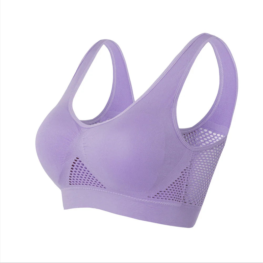 Seamless Mesh Women Sports Bras Fitness Gym Running Underwear Shockproof Bra Wireless 6XL plus Size Crop Top Breathable Yoga Bra
