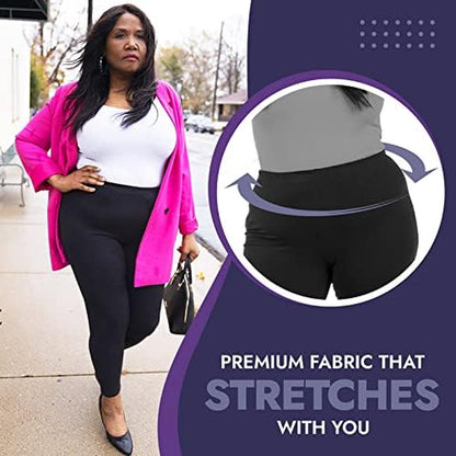 Women'S plus Size Cotton Blend Leggings - 1X-5X, Full Length, Breathable, Yoga, Black, Charcoal, Navy, White