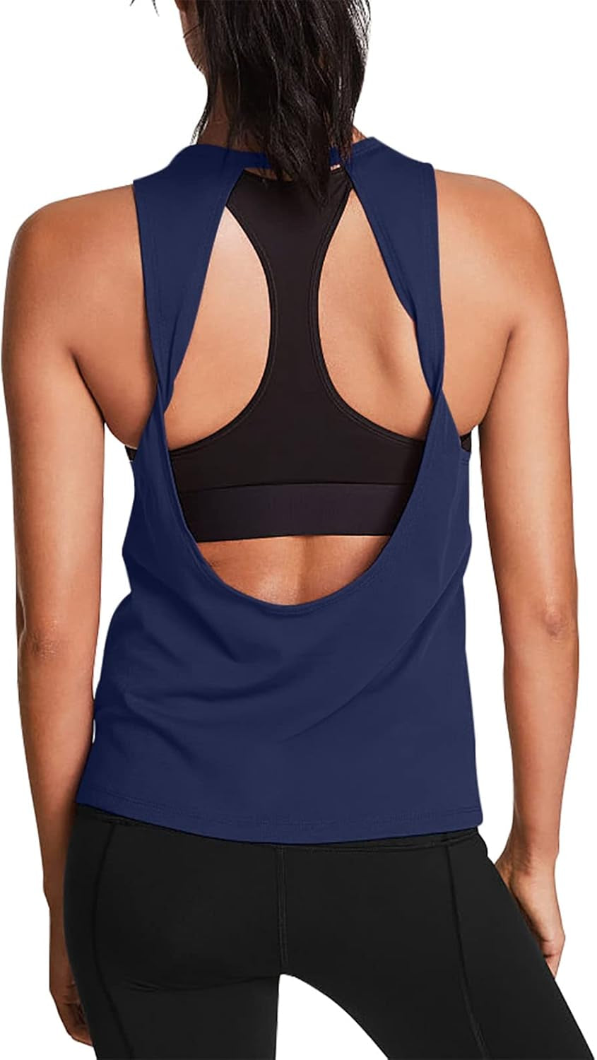 Workout Tops for Women Open Back Yoga Shirts Tank Tops Athletic Tops Gym Workout Clothes