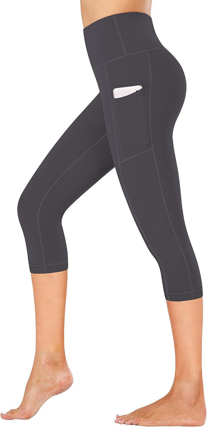 High Waist Yoga Pants, Pocket Yoga Pants Tummy Control Workout Running 4 Way Stretch Yoga Leggings