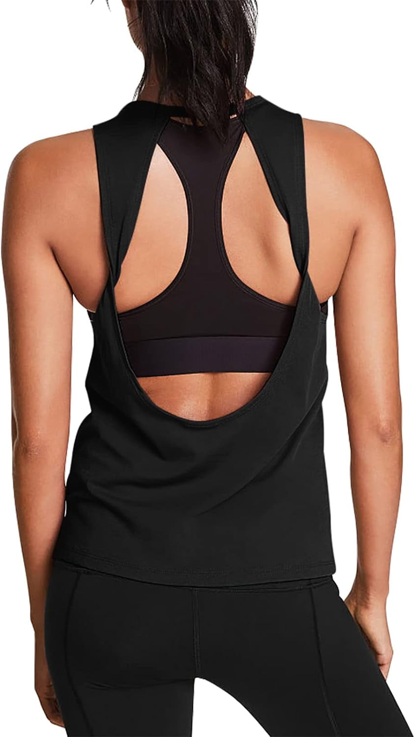 Workout Tops for Women Open Back Yoga Shirts Tank Tops Athletic Tops Gym Workout Clothes